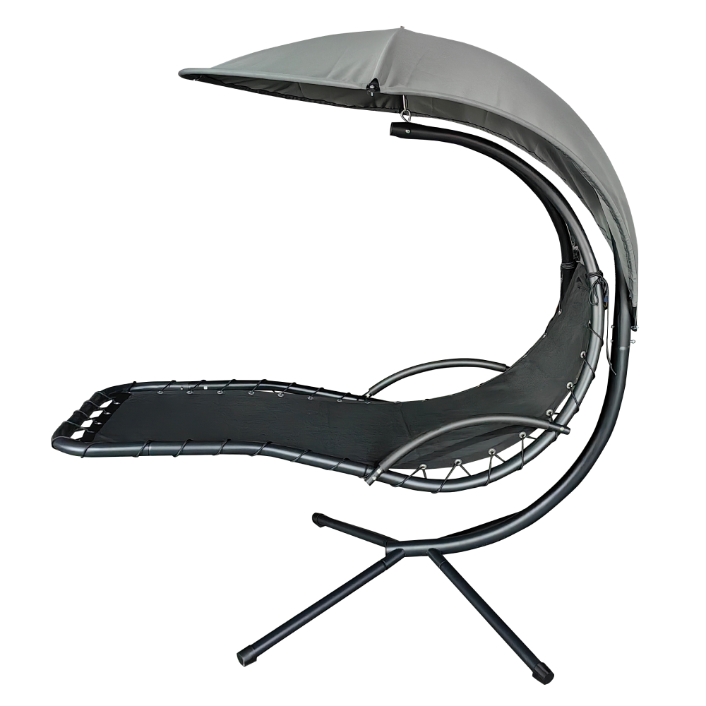 Záhradné hojdacie kreslo, sivá/čierna, SPAVIN 2 NEW