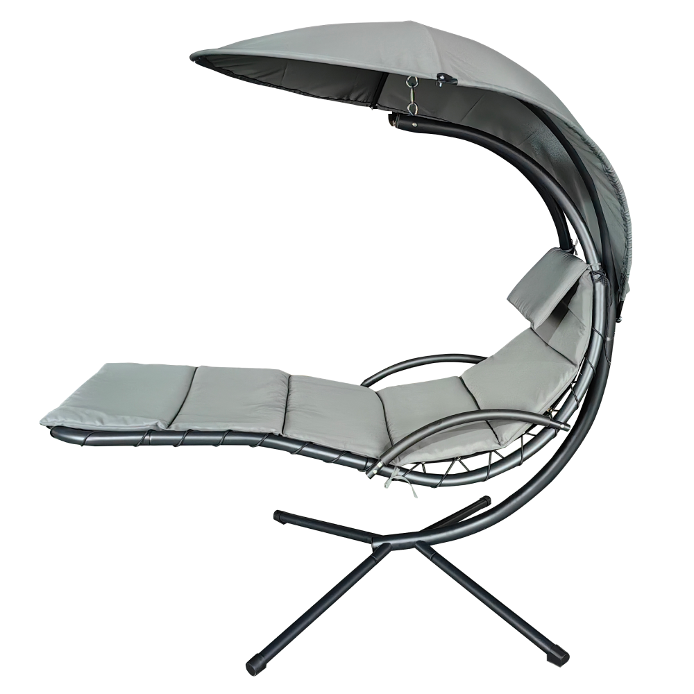 Záhradné hojdacie kreslo, sivá/čierna, SPAVIN 2 NEW