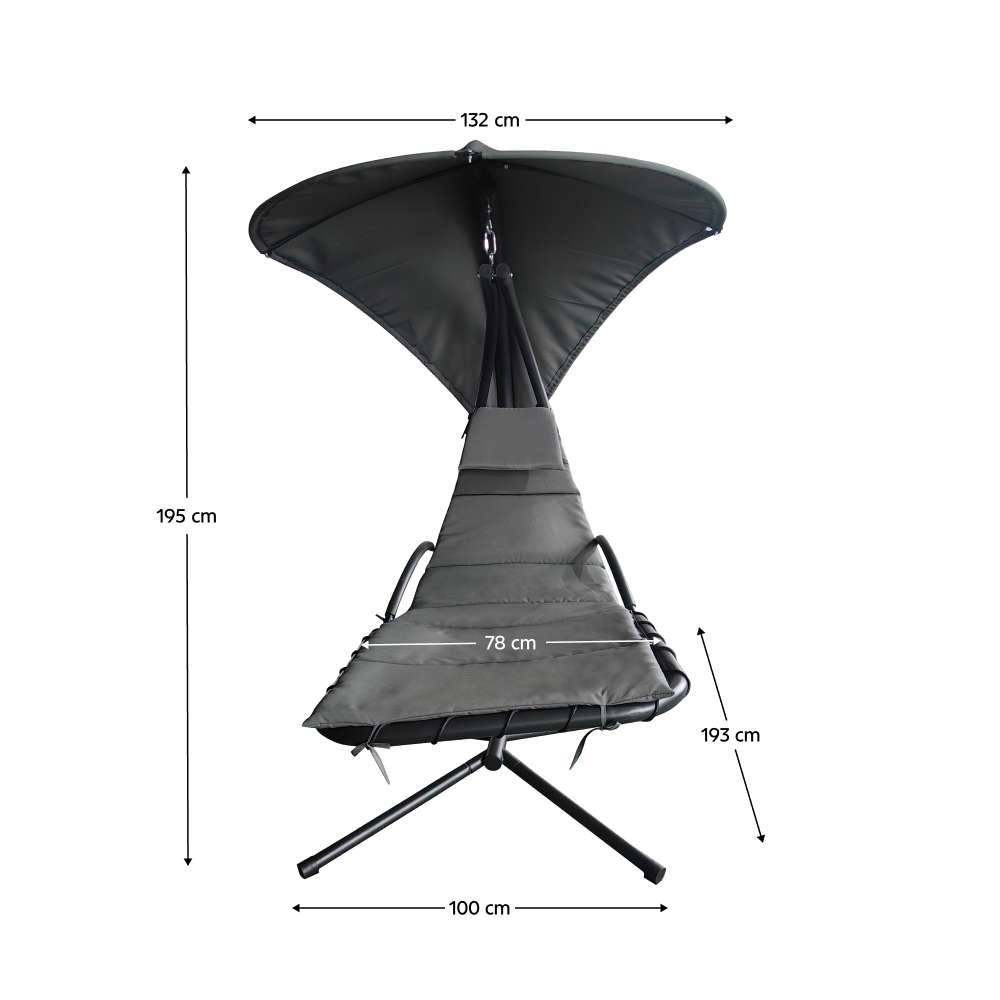 Záhradné hojdacie kreslo, sivá/čierna, SPAVIN 2 NEW