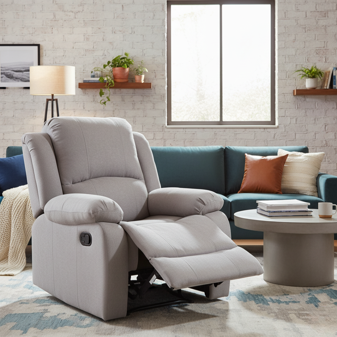 Relaxačné polohovacie kreslo, svetlosivá látka, ASKOY NEW