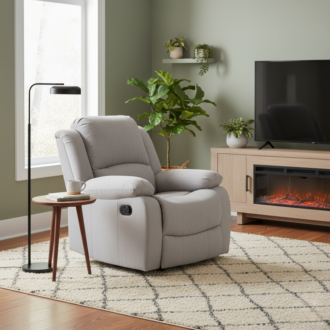 Relaxačné polohovacie kreslo, svetlosivá látka, ASKOY NEW