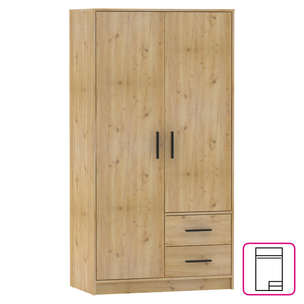 Skříň, dvoudveřová, dub artisan, BENA 5