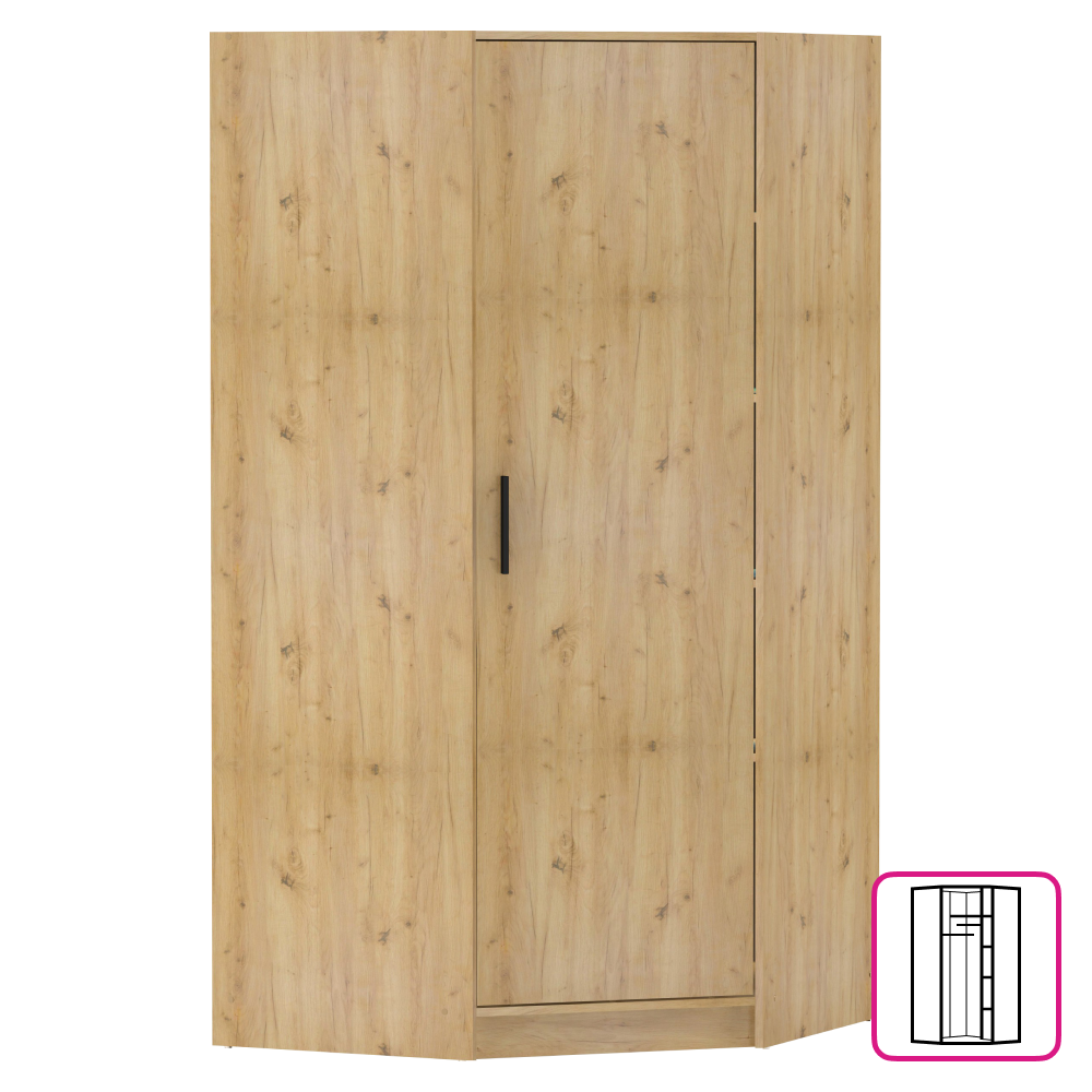 Rohová skříň, dub artisan, BENA 3