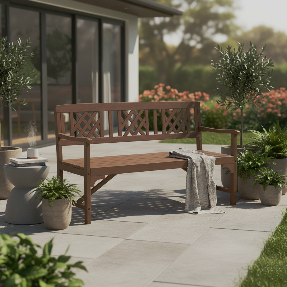 Drevená záhradná lavička, hnedá, ENELA