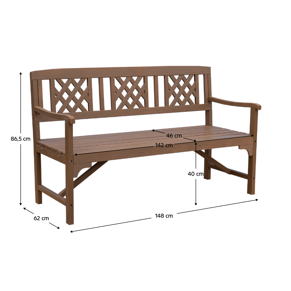 Drevená záhradná lavička, hnedá, ENELA
