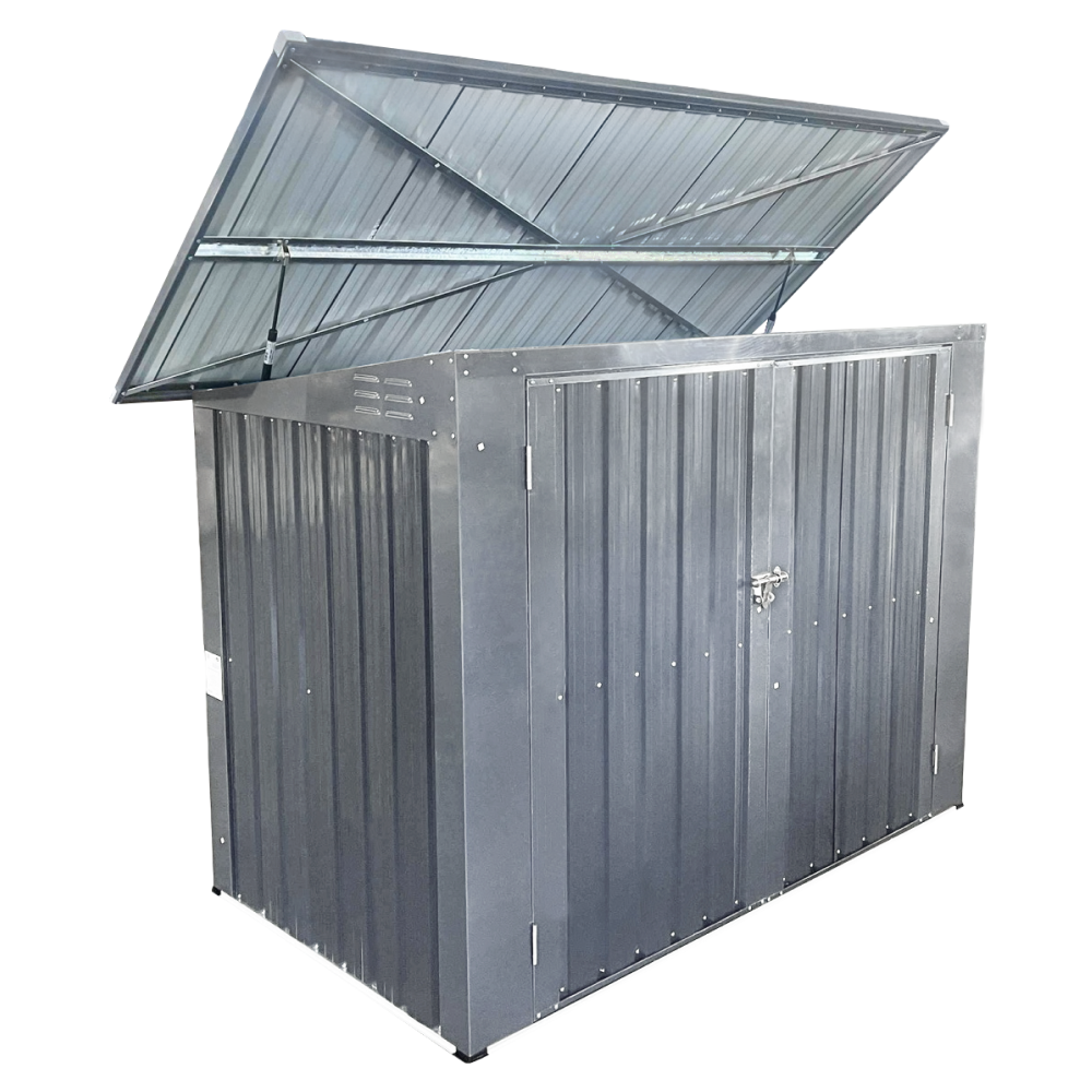 Ocelový box na dva odpadkové koše, šedá, RUBIS