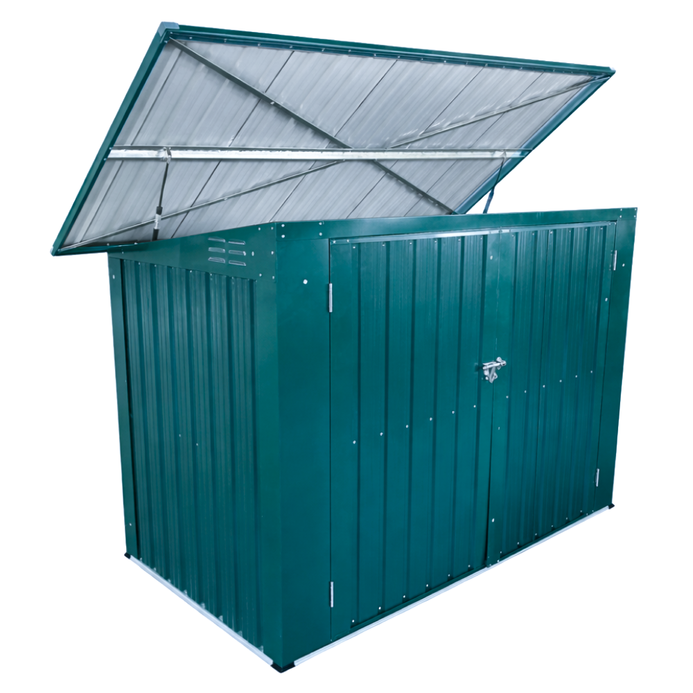 Ocelový box na dva odpadkové koše, zelená, RUBIS