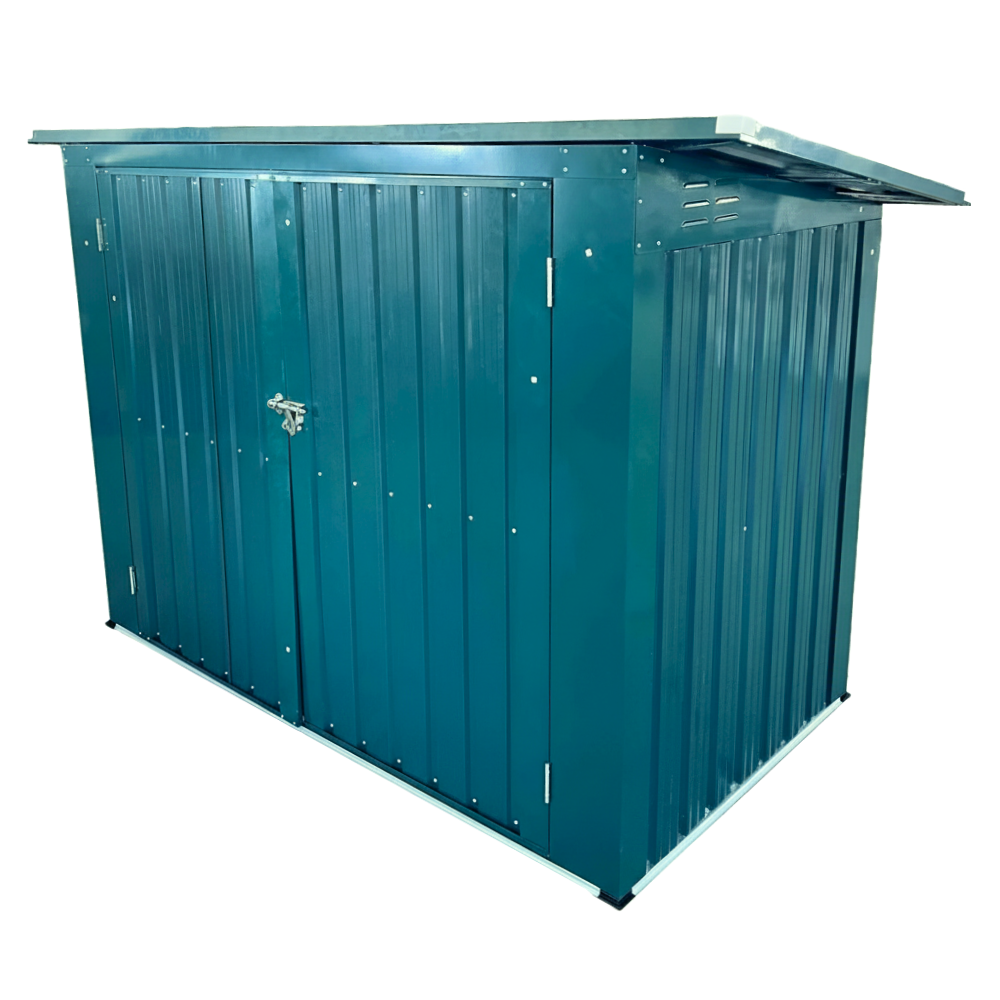 Oceľový box na dva odpadkové koše, zelená, RUBIS