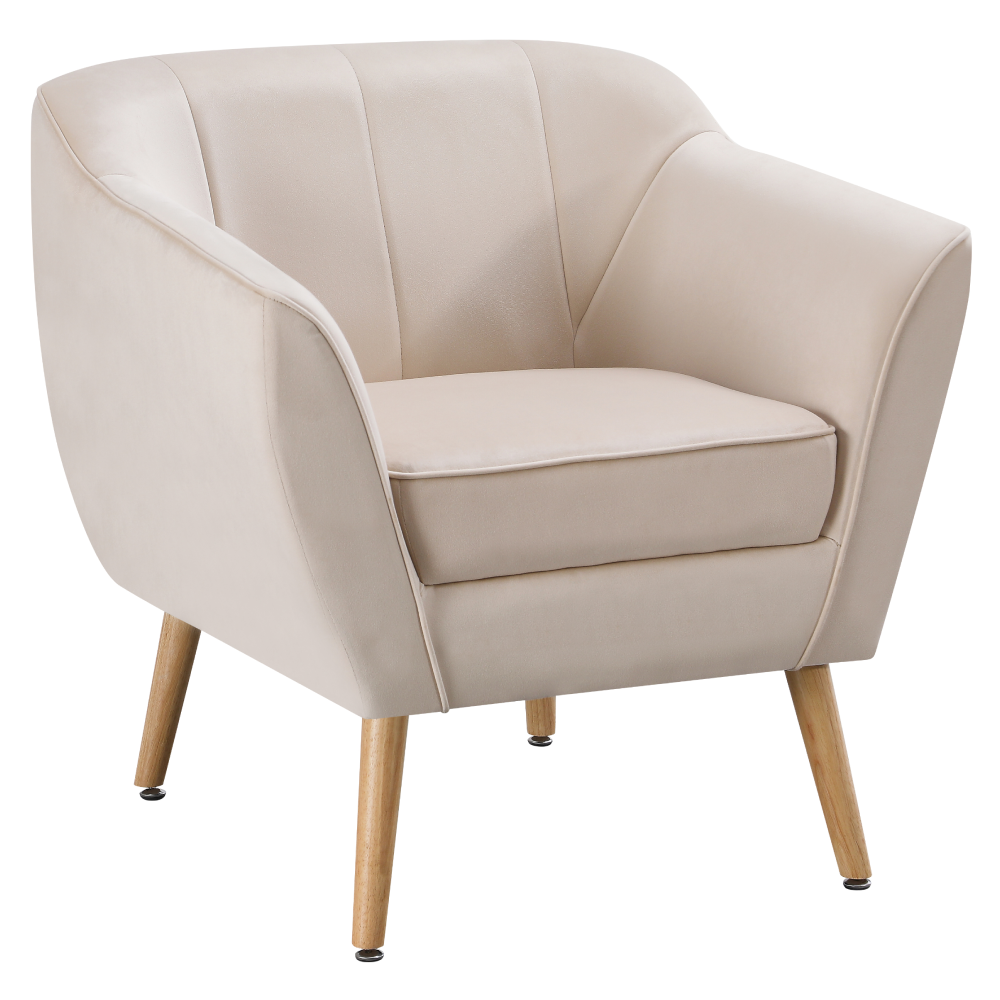 Dizajnové kreslo, béžová Velvet látka/prírodná, VIODA