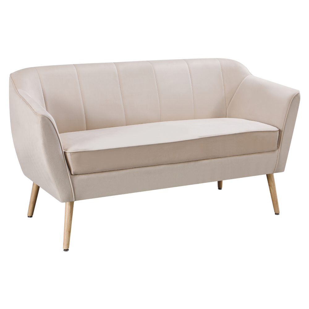 Dizajnový 2-sed, béžová Velvet látka/prírodná, VIODA