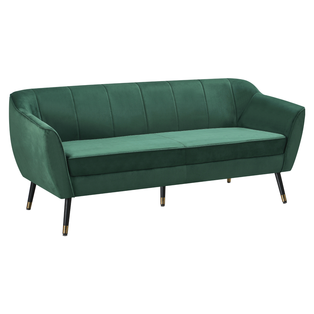 Dizajnový 3-sed, zelená Velvet látka/čierna/zlatá, VIODA