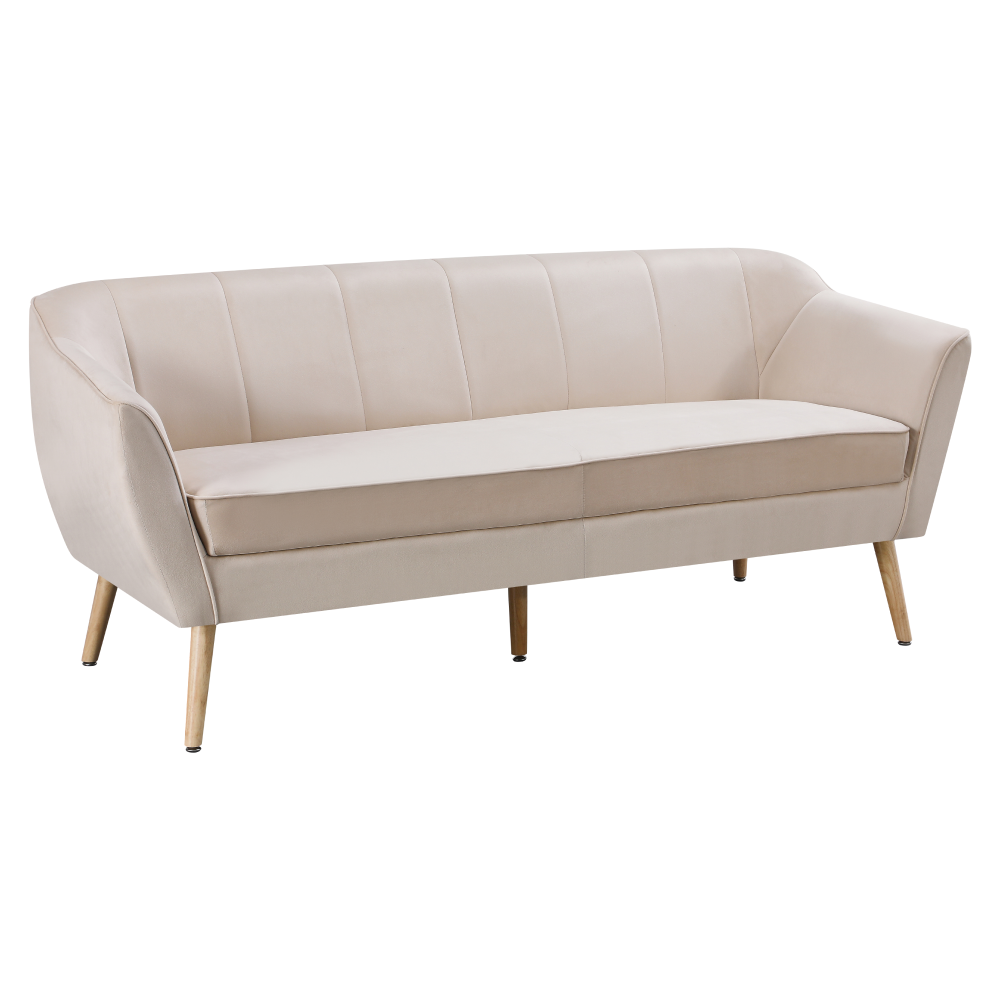 Dizajnový 3-sed, béžová Velvet látka/prírodná, VIODA