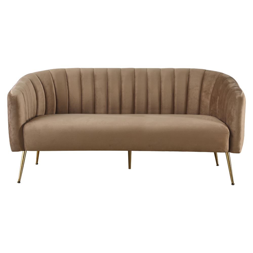 Dizajnový 3-sed, hnedá Velvet látka/gold chróm-zlatý, BAGY