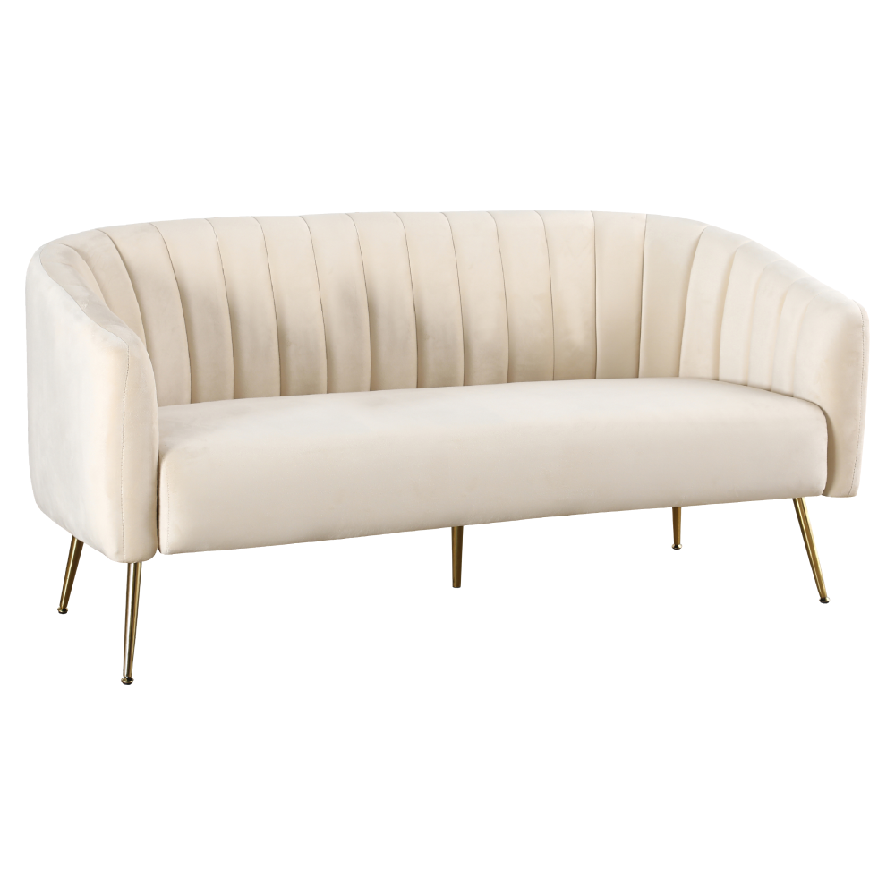 Dizajnový 3-sed, béžová Velvet látka/gold chróm-zlatý, BAGY