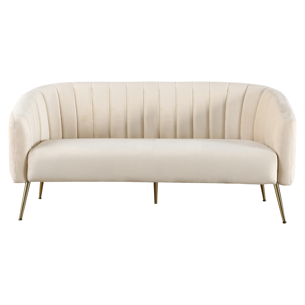 Dizajnový 3-sed, béžová Velvet látka/gold chróm-zlatý, BAGY