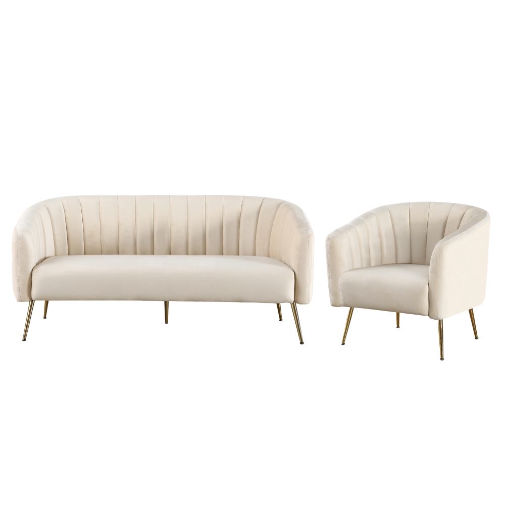 Dizajnový 3-sed, béžová Velvet látka/gold chróm-zlatý, BAGY