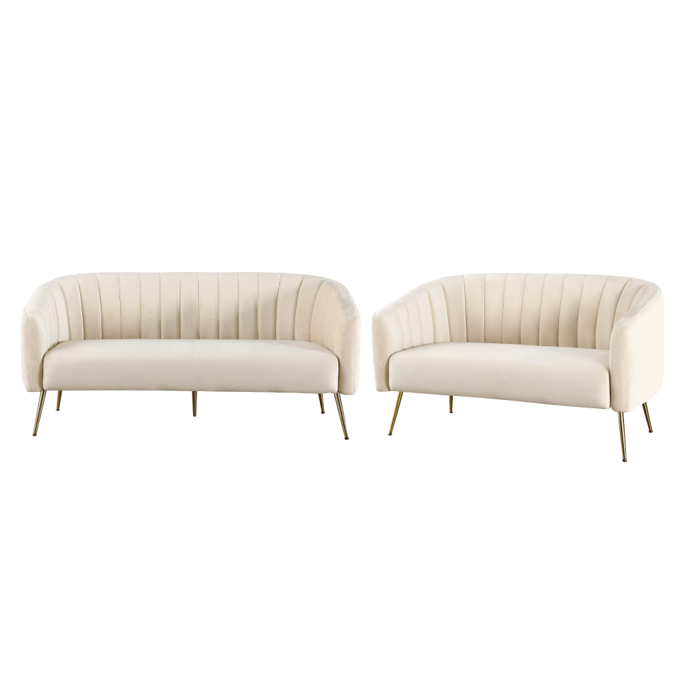 Dizajnový 3-sed, béžová Velvet látka/gold chróm-zlatý, BAGY