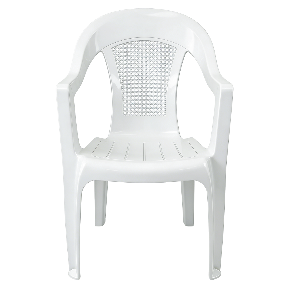 Záhradné stohovateľné kreslo, biela, MEDRO