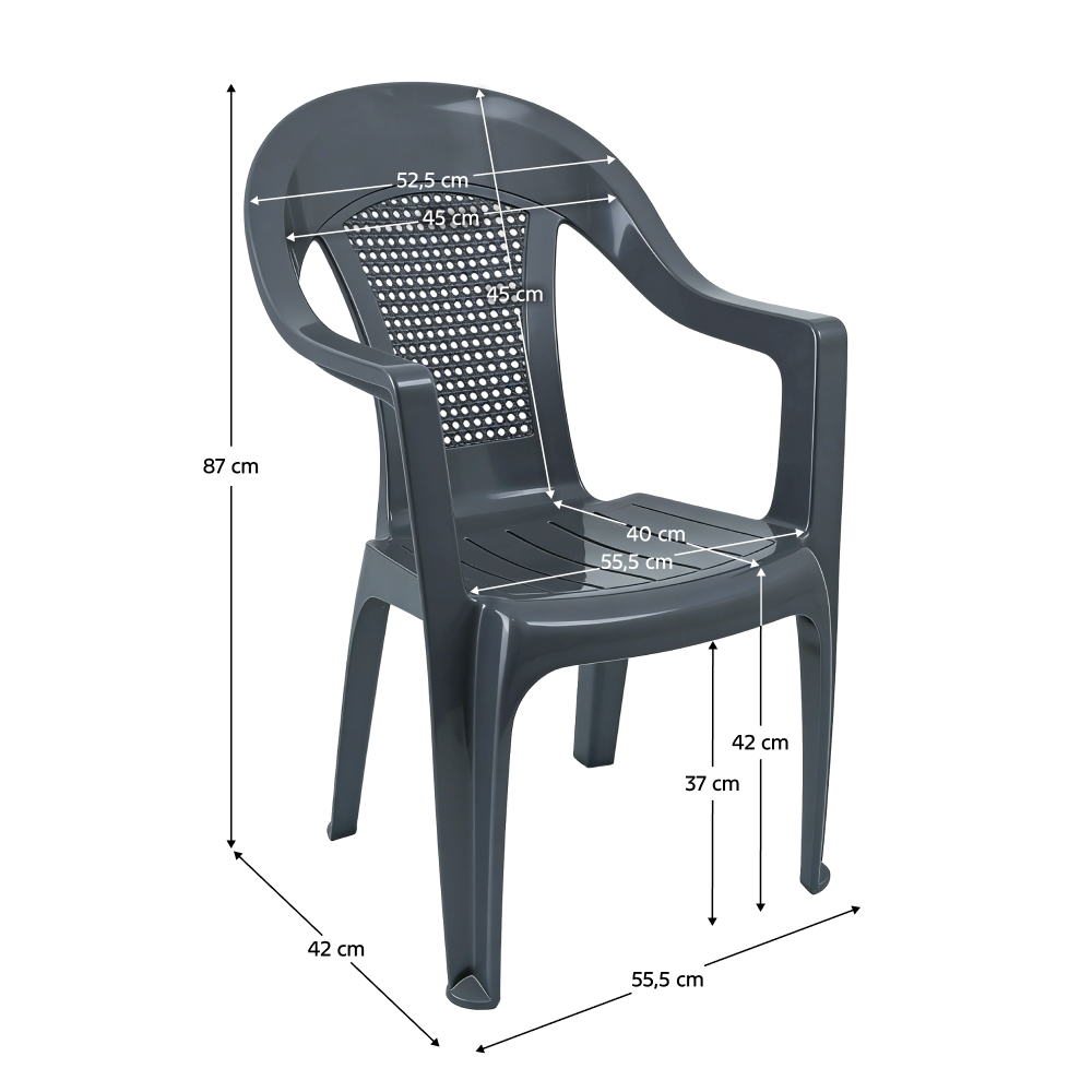 Záhradné stohovateľné kreslo, antracit, MEDRO