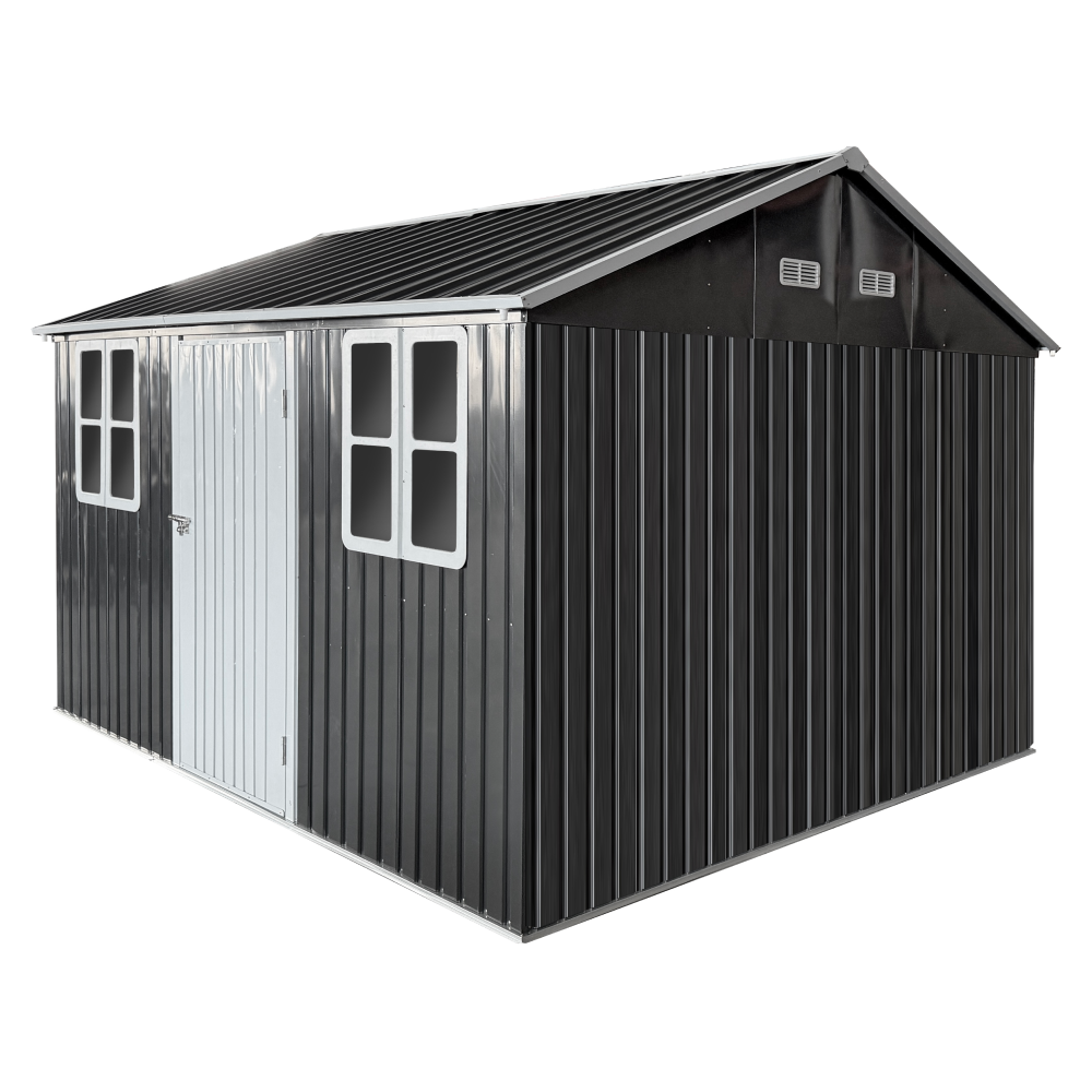 Plechový záhradný domček na náradie, antracitová, 3,6x3,1x2,5 m, GABKO