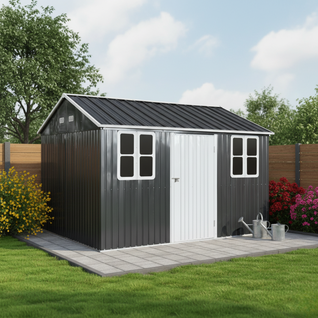 Plechový záhradný domček na náradie, antracitová, 3,6x3,1x2,5 m, GABKO