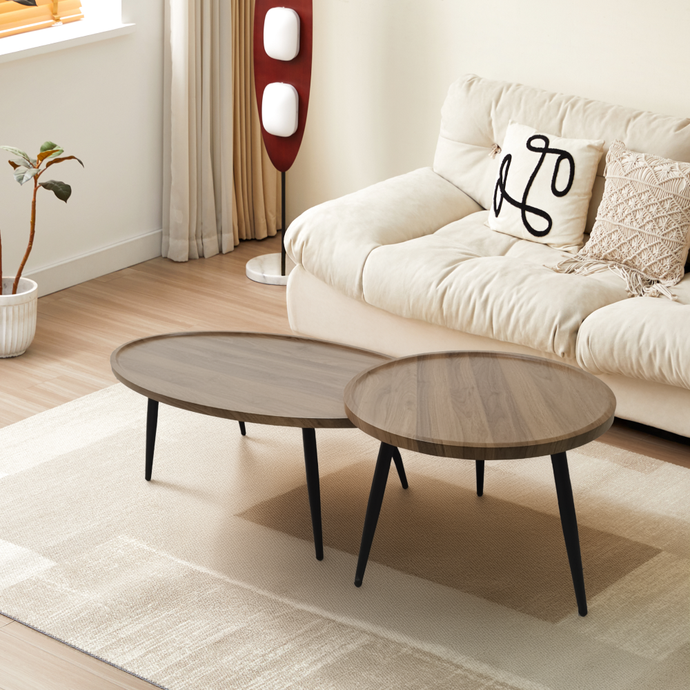 Konferenčné stolíky, set 2 ks, dub/čierna, SILVIO