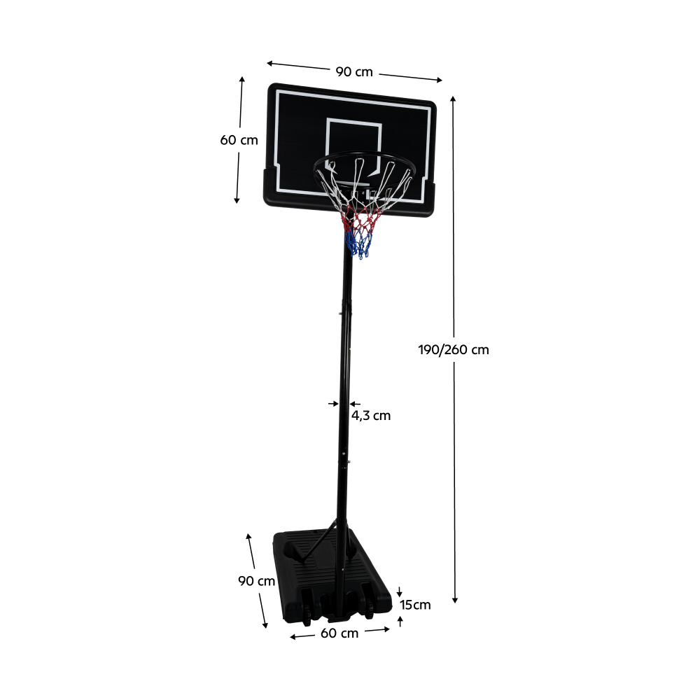 Basketbalový kôš, prenosný, mix farieb, 260 cm, AGNEL