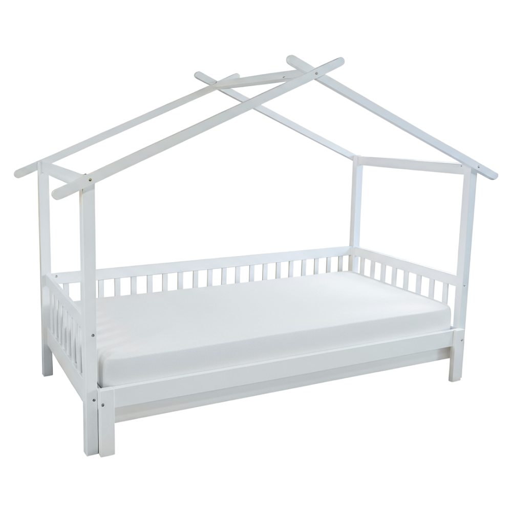 Montessori posteľ s prístelkou, biela, 90x200, KESIO