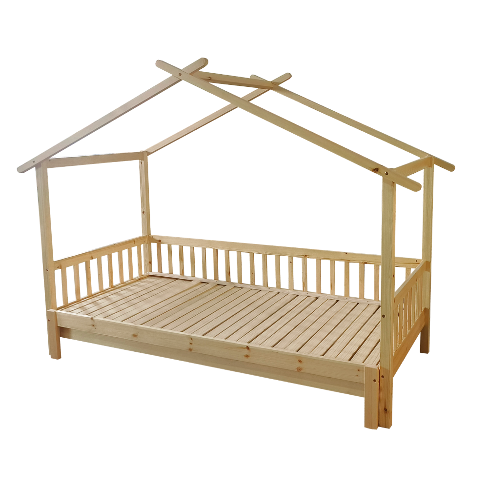 Montessori posteľ s prístelkou, prírodná, 90x200, KESIO