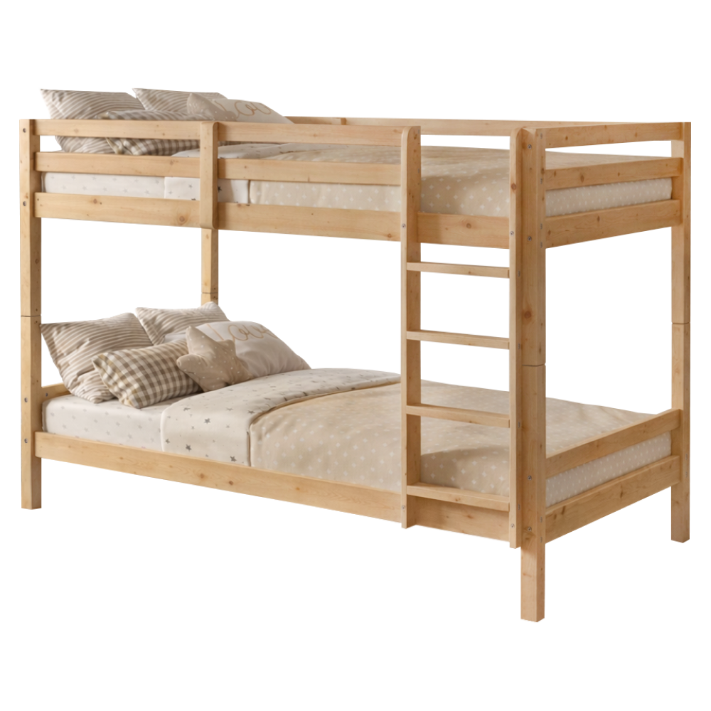 Poschodová posteľ, 90x200, masívne drevo, prírodná, INEZA