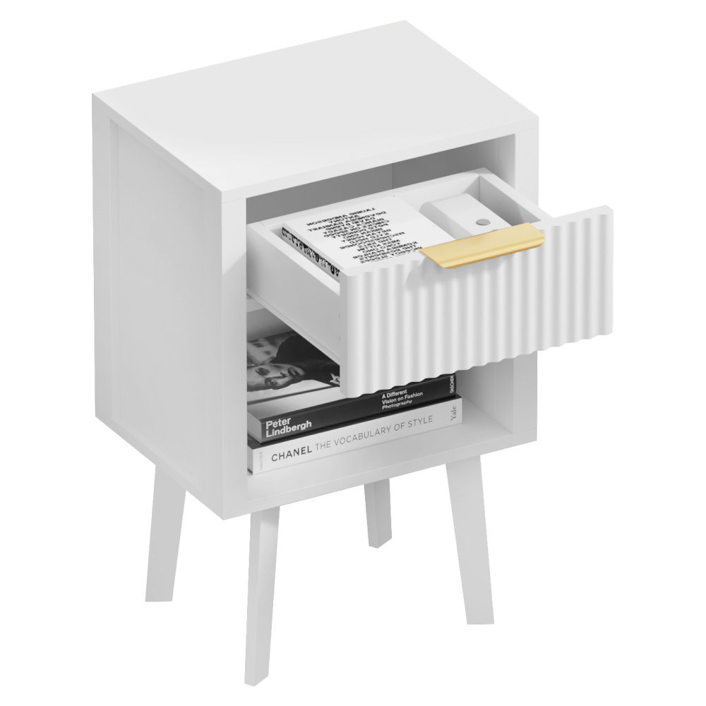 Nočný stolík, biela, TOBI