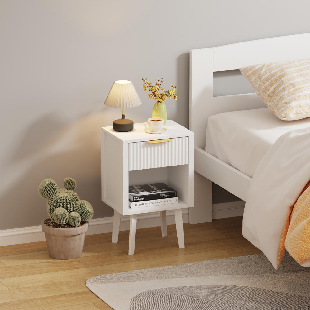 Nočný stolík, biela, TOBI