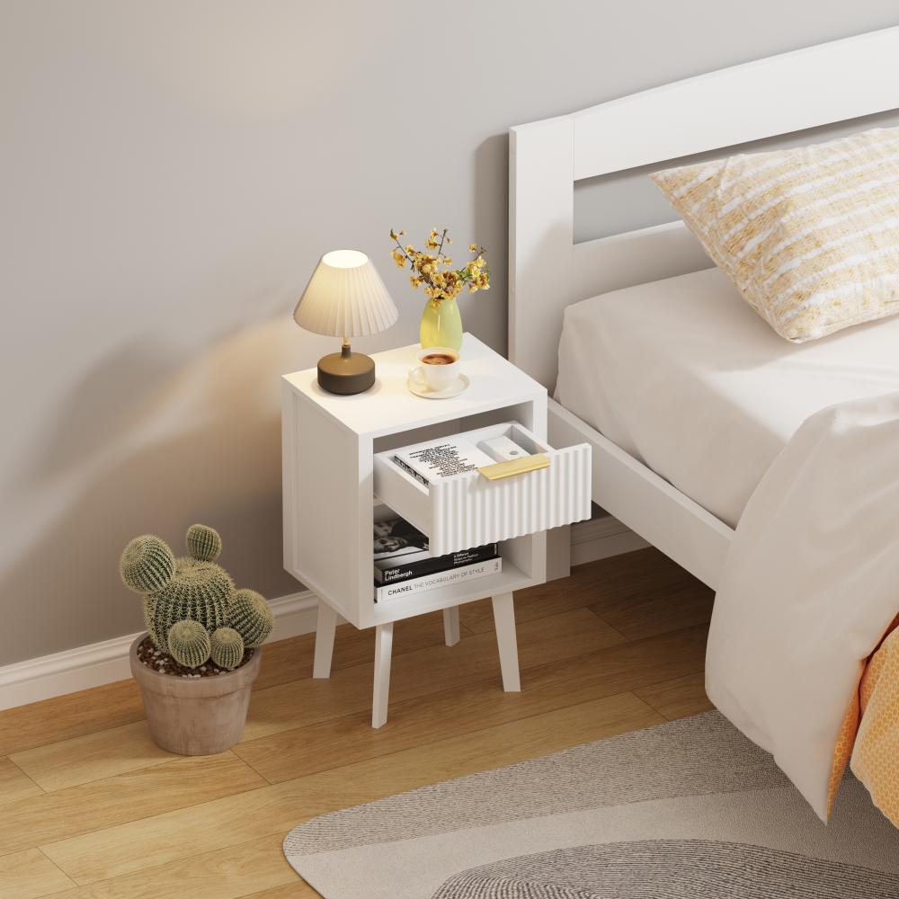 Nočný stolík, biela, TOBI
