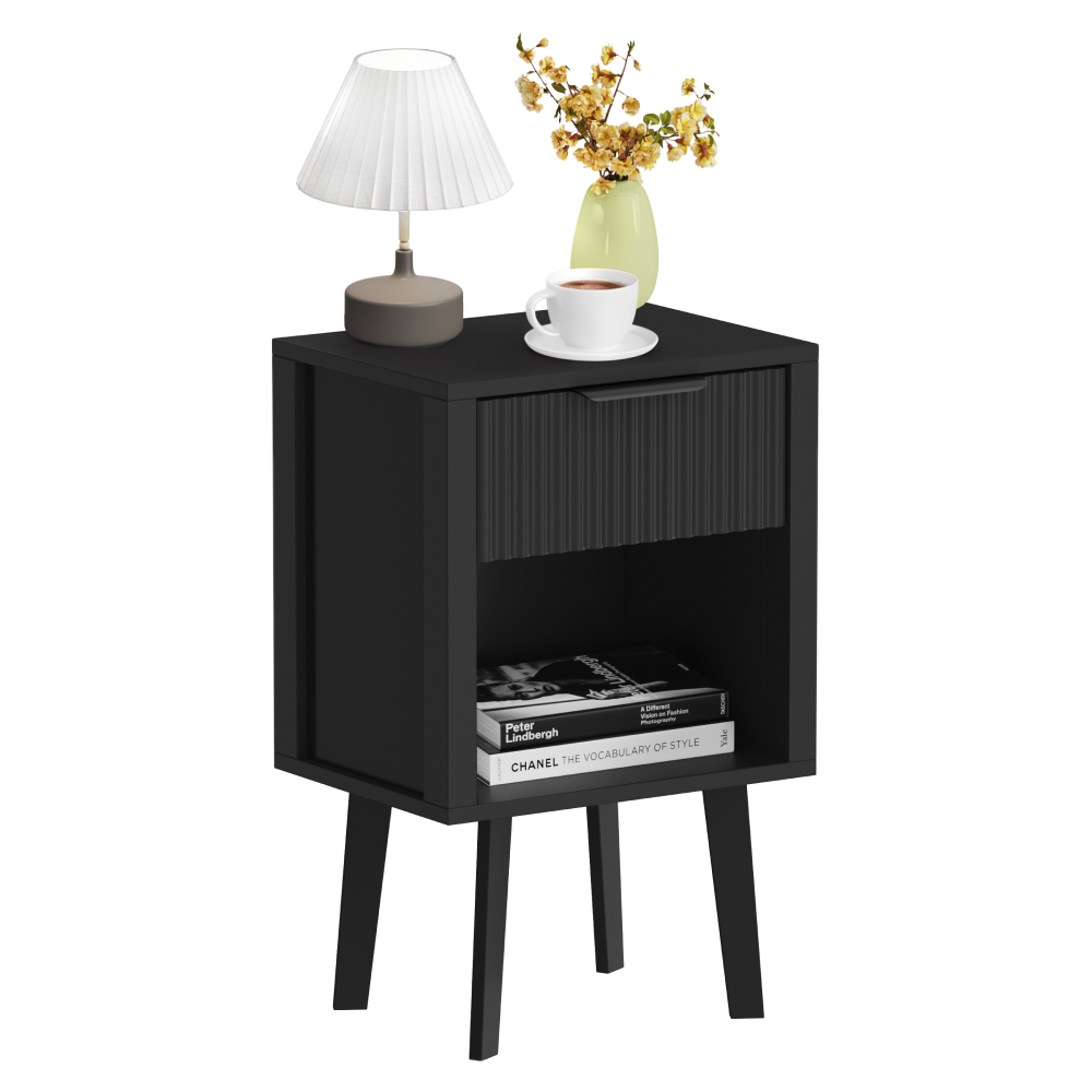 Nočný stolík, čierna, TOBI
