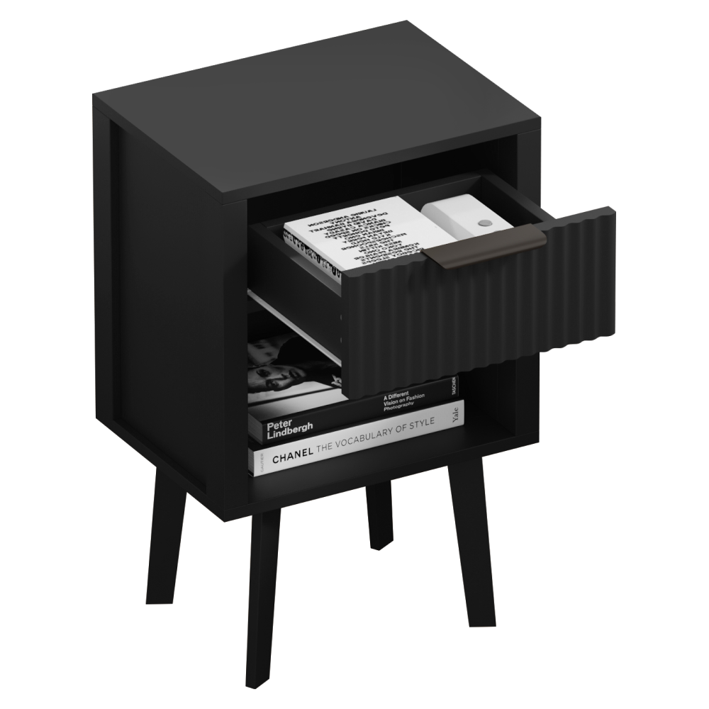 Nočný stolík, čierna, TOBI