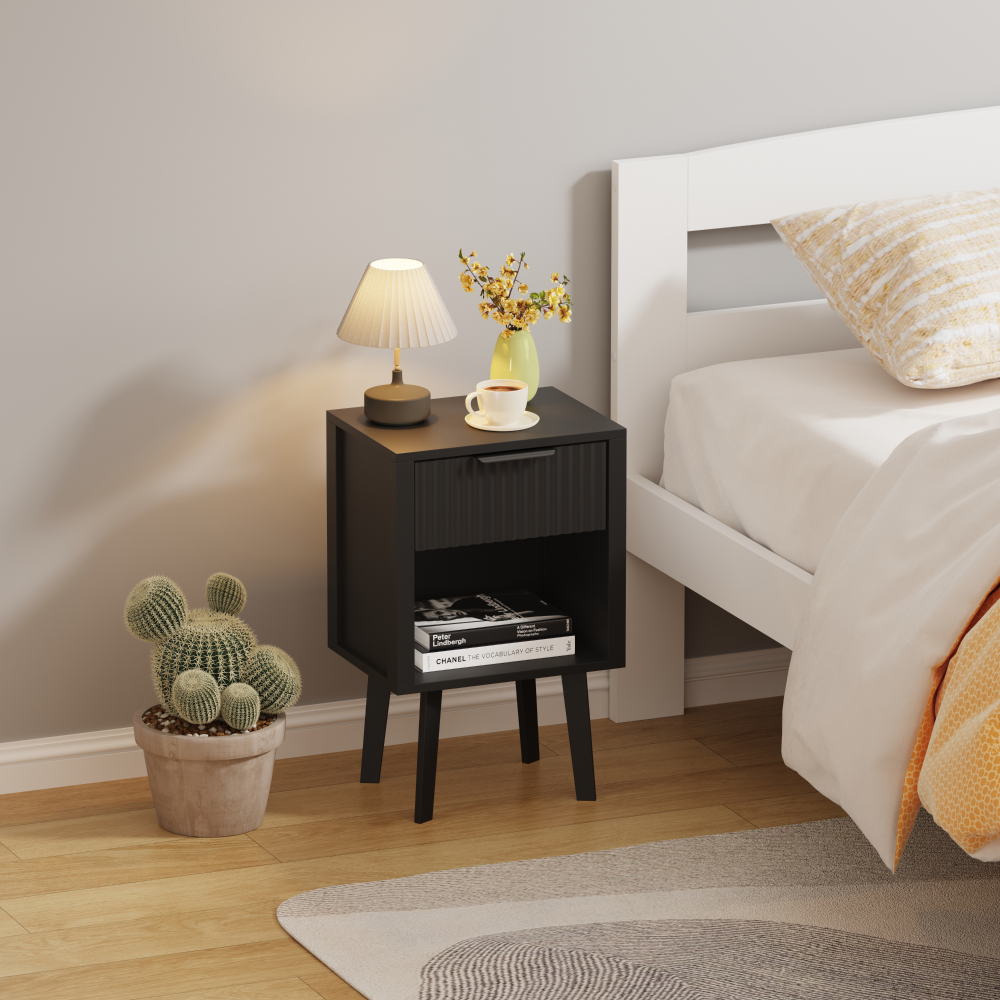 Nočný stolík, čierna, TOBI