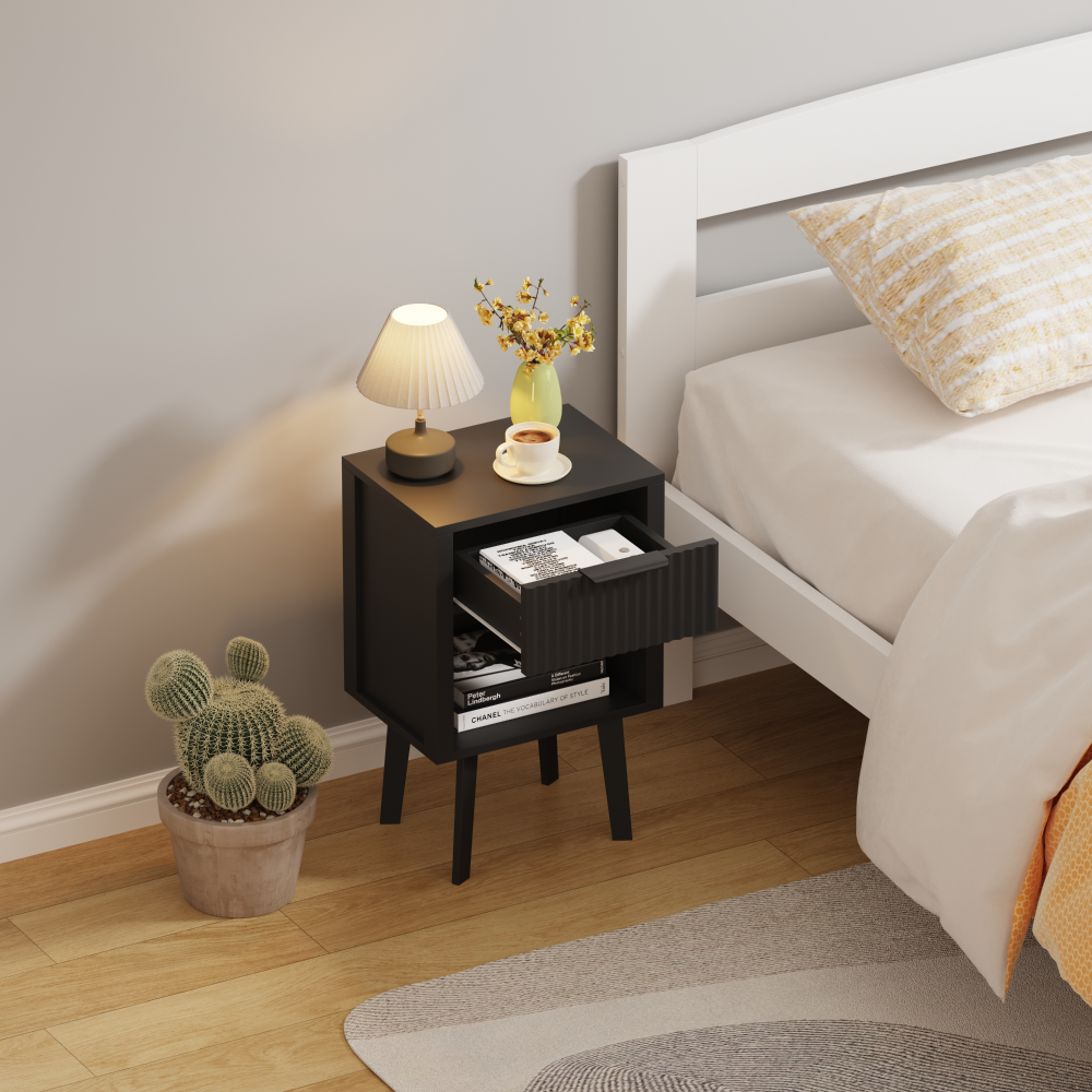 Nočný stolík, čierna, TOBI