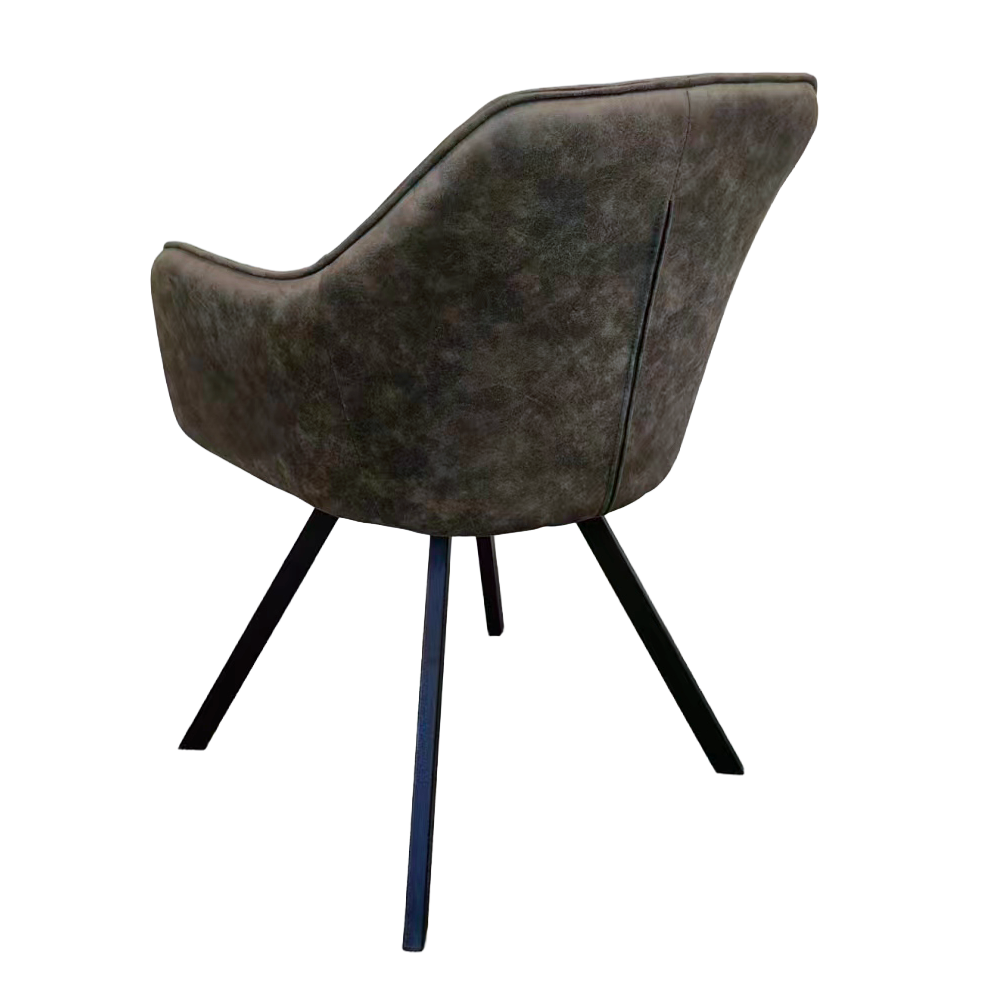 Otočné jedálenské kreslo, zelená látka s efektom brúsenej kože, SAMANTA