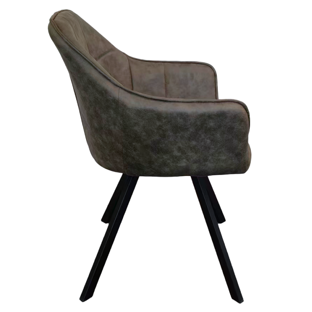 Otočné jedálenské kreslo, zelená látka s efektom brúsenej kože, SAMANTA