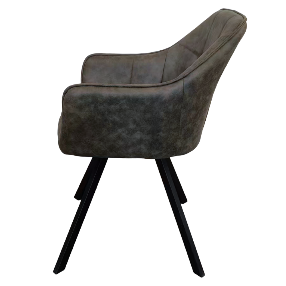 Otočné jedálenské kreslo, zelená látka s efektom brúsenej kože, SAMANTA