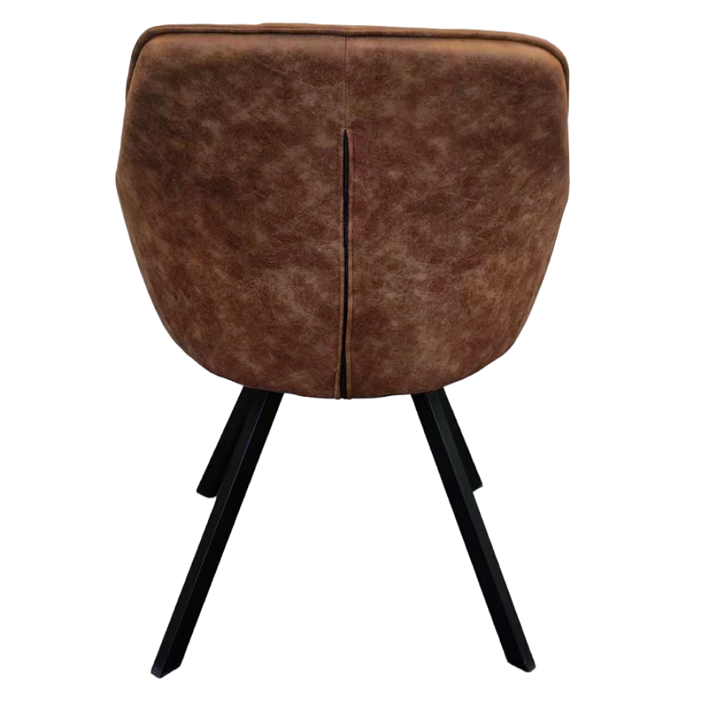 Otočné jedálenské kreslo, tmavohnedá látka s efektom brúsenej kože, SAMANTA