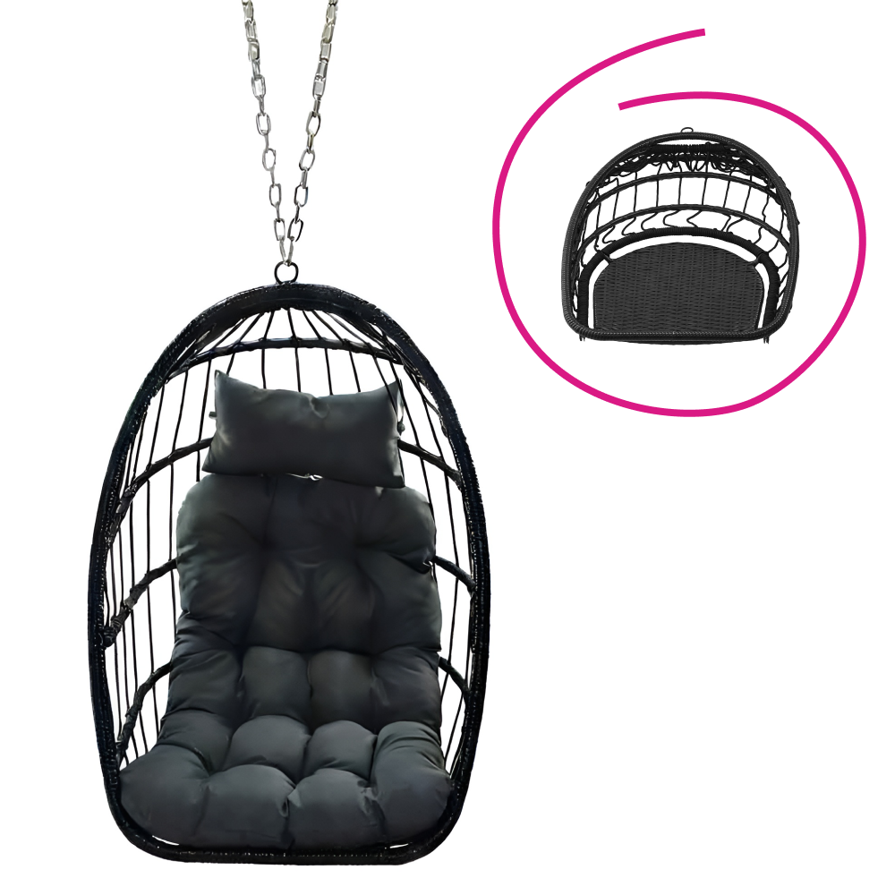 Závesné kreslo, skladacie, čierna, NOBELO