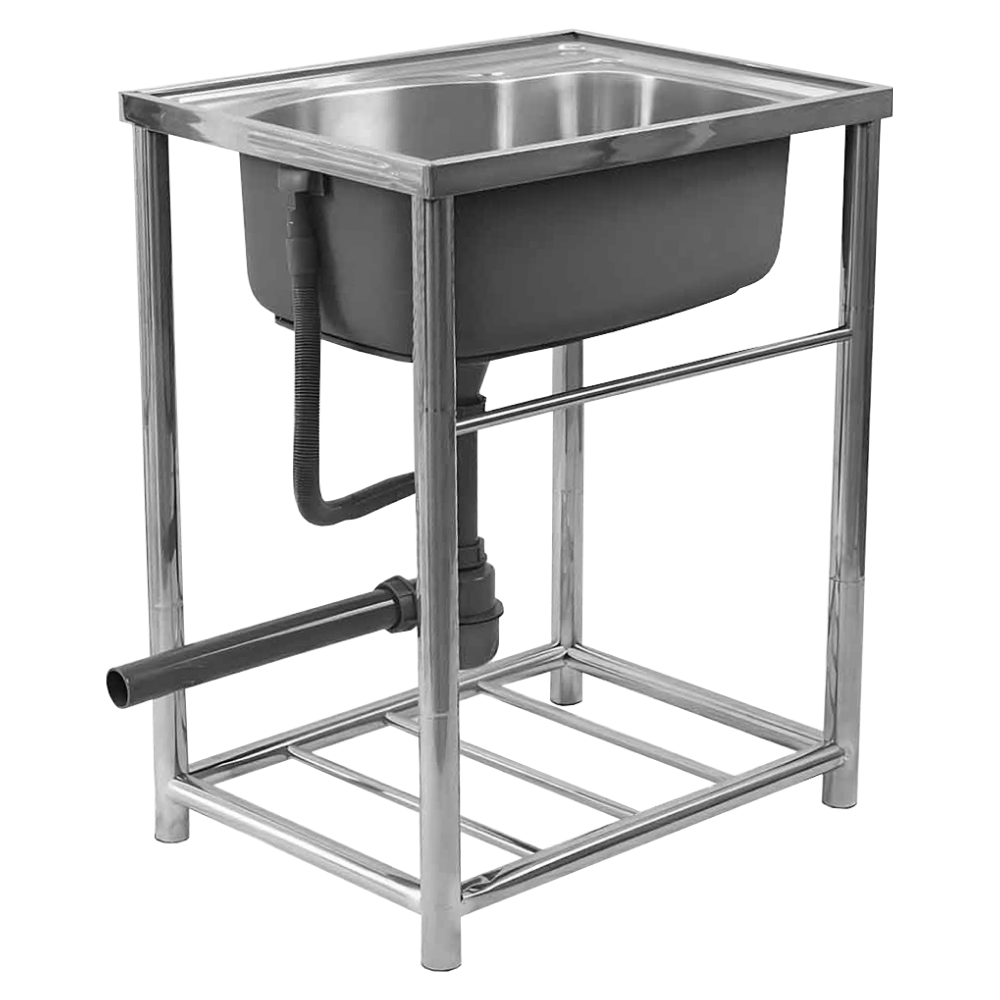 Nerezový drez so sifónom, 58x43 cm, INOX NEW