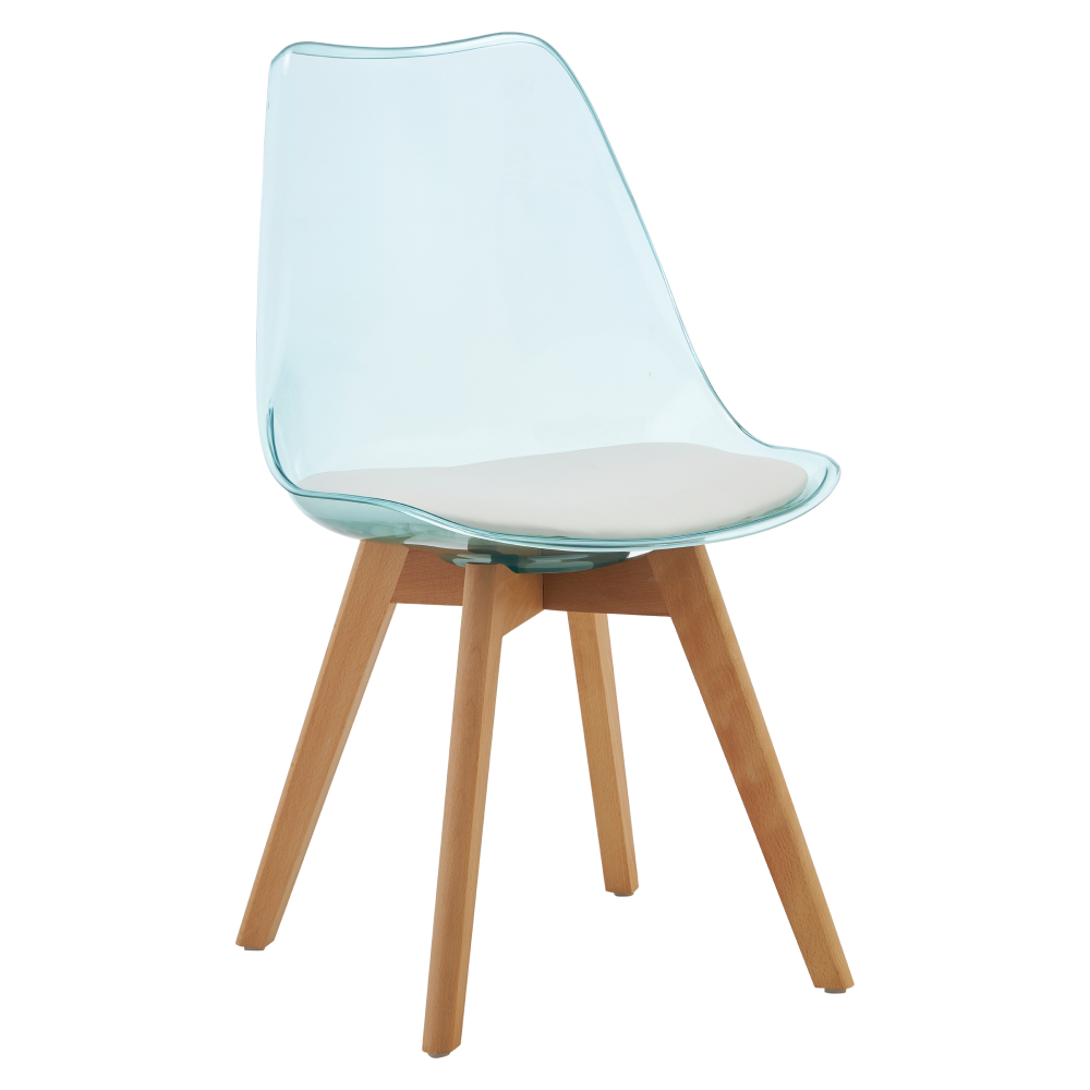 Stolička, transparentná zelená, akryl/ekokoža/buk, BALI 3 NEW