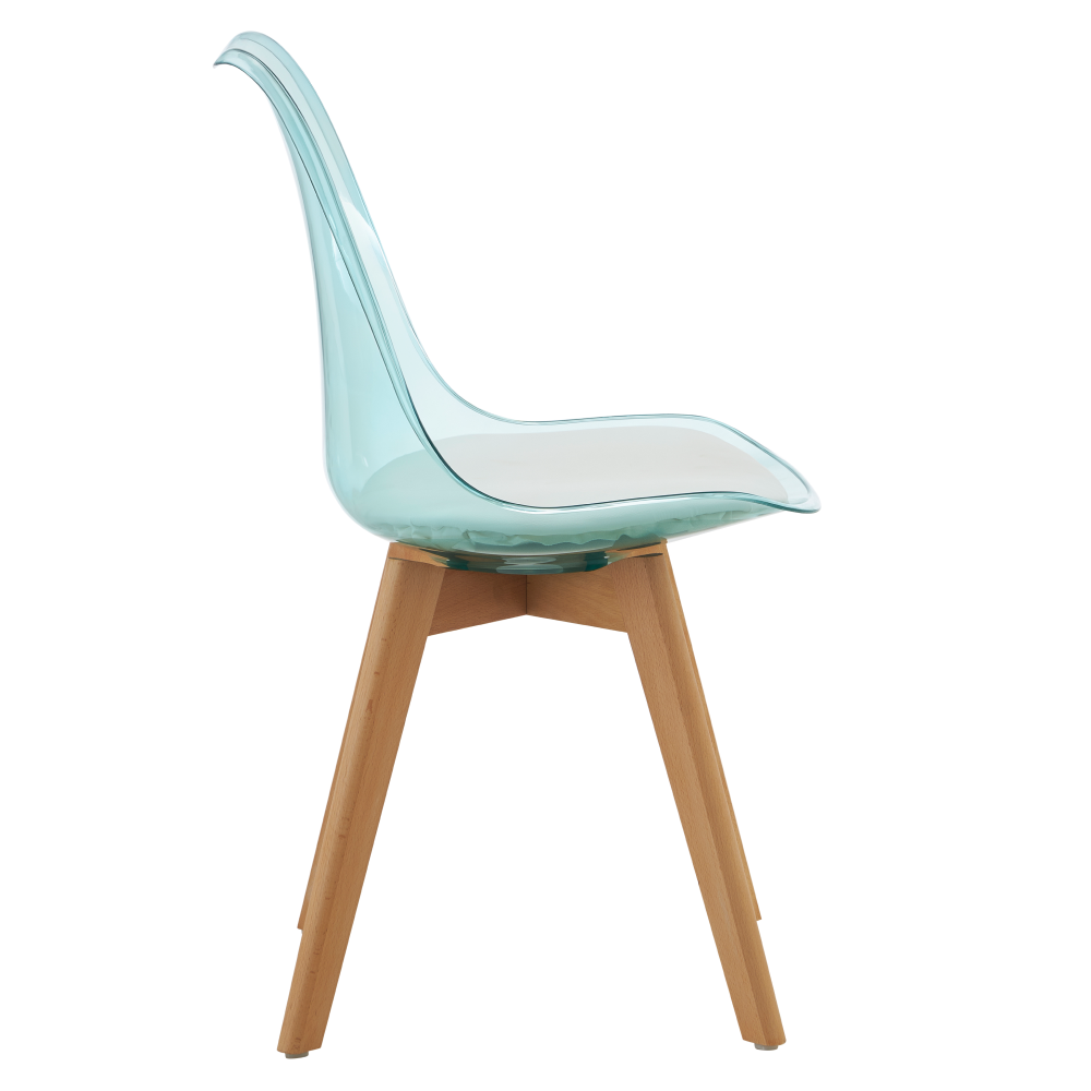 Stolička, transparentná zelená, akryl/ekokoža/buk, BALI 3 NEW