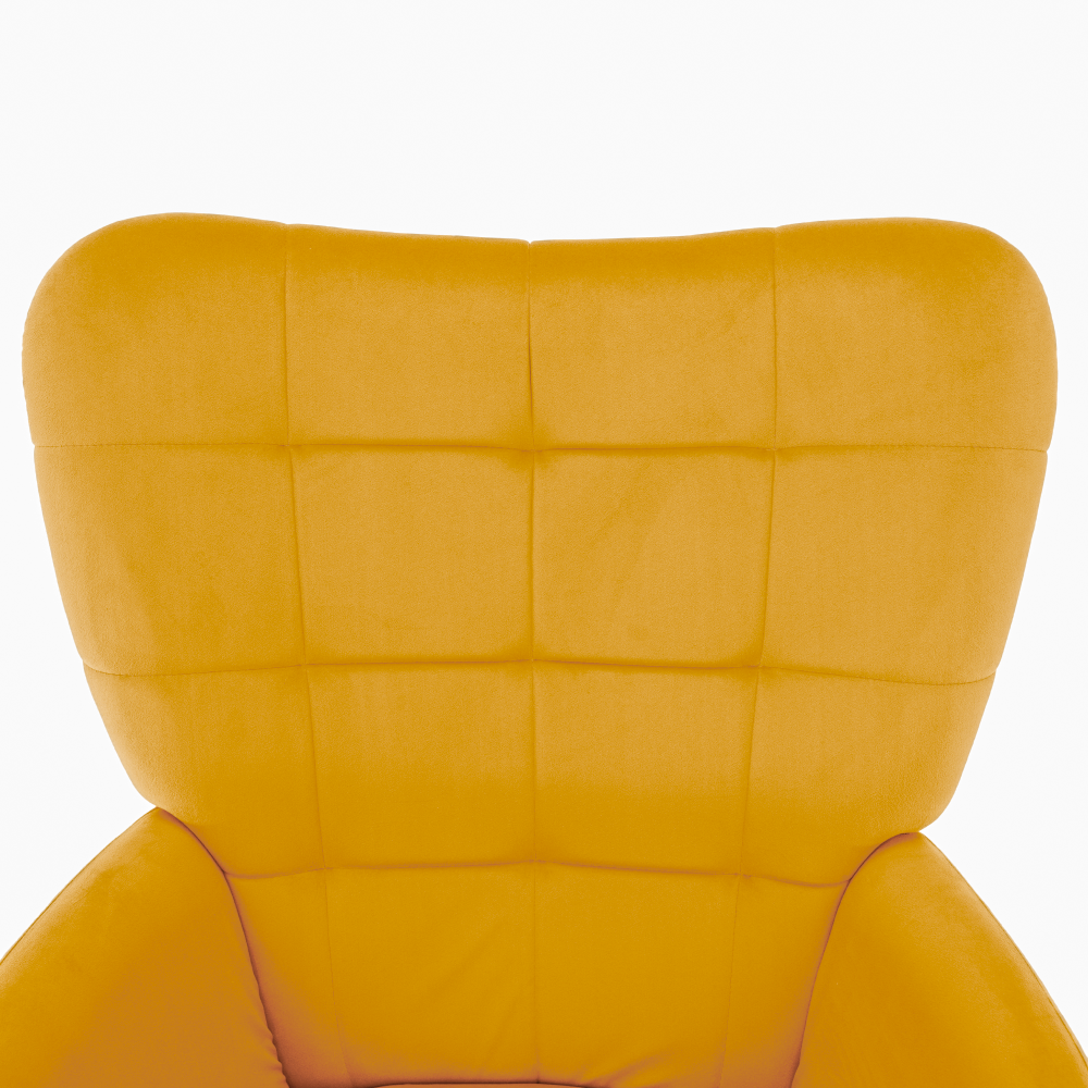 Kreslo s podnožou, žltá Velvet látka/čierna, HABEN