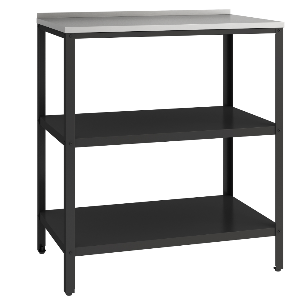 Záhradný kuchynský ostrovček, oceľ, čierna, INES TYP 2