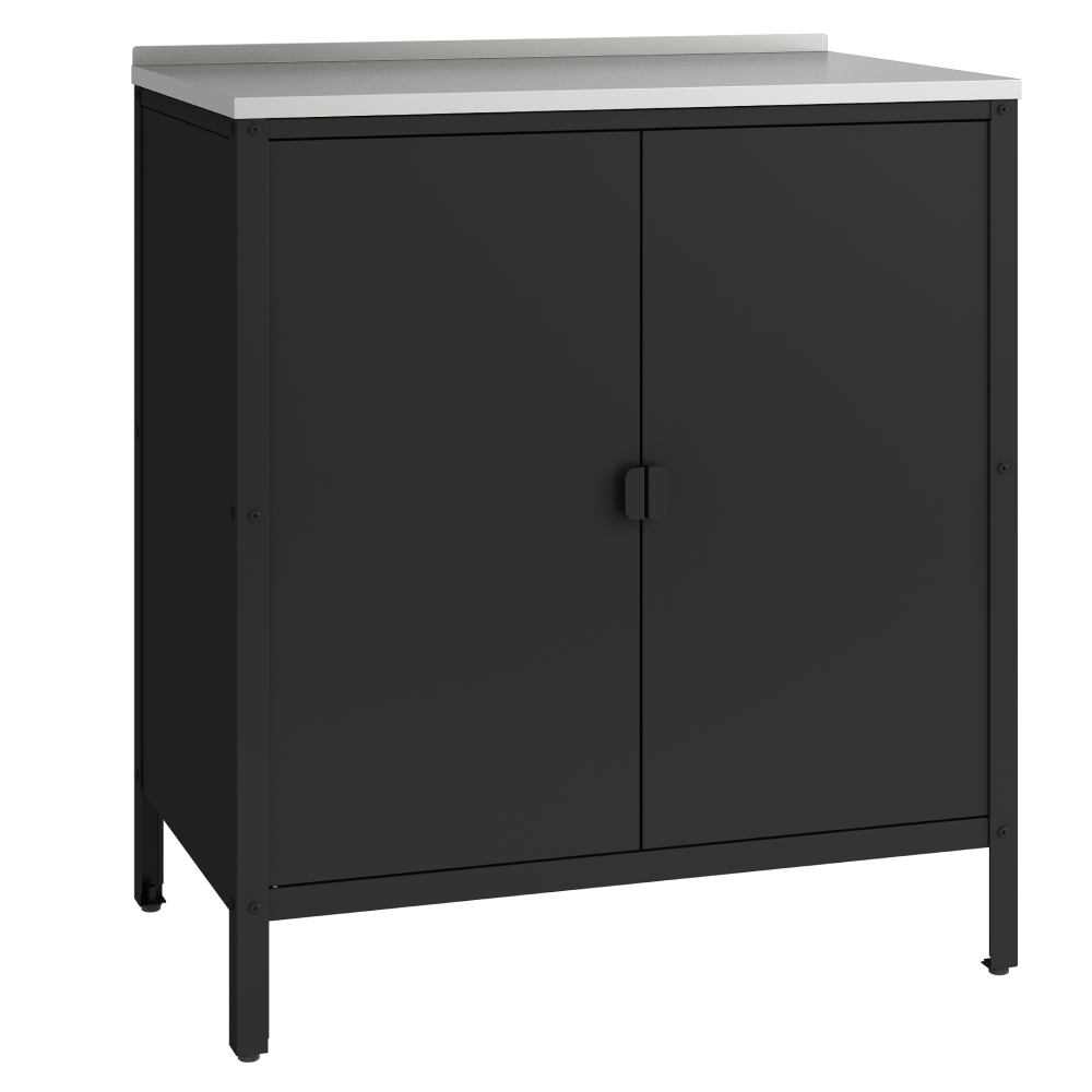 Záhradná kuchynská skrinka, oceľ, čierna, INES TYP 3