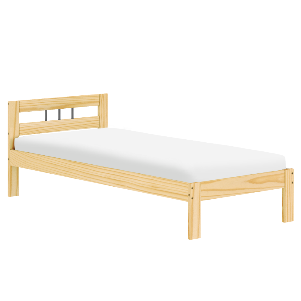 Posteľ s roštom, prírodná, borovicové drevo, 90x200, JONA NEW