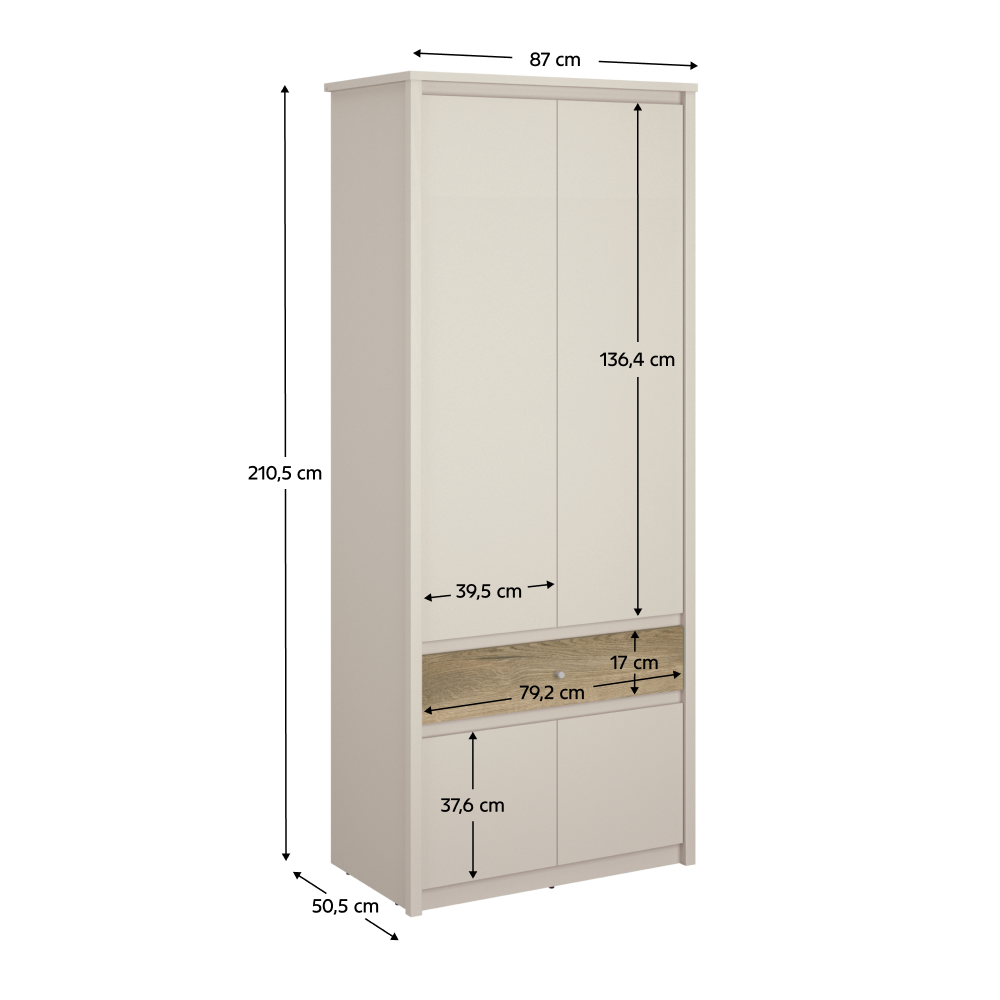 Skriňa, kašmír/dub evoke, KAROS 4D1S
